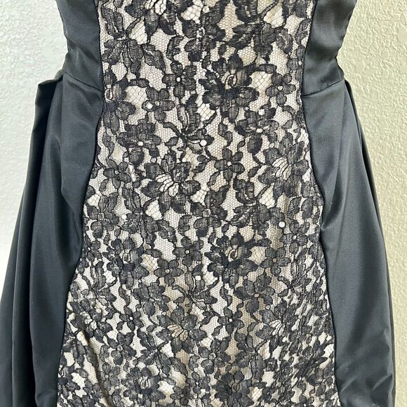 Vintage Lilli Diamond 1960s Black Chiffon Lace Bubble Bow Detail Pencil Dress - Picture 3 of 16